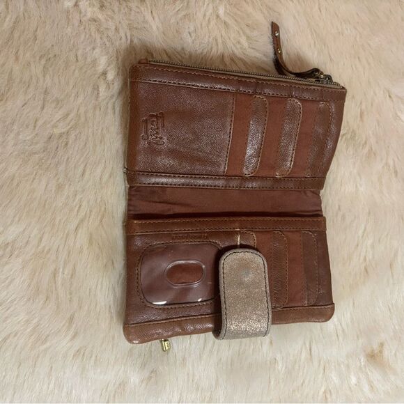 Fossil Gray and Brown Studded Wallet - Picture 3 of 6